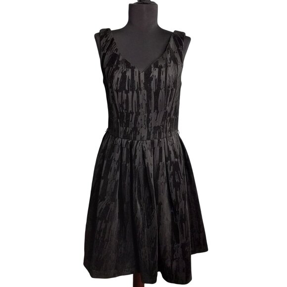 Calvin Klein Size 4 Dress Black Velvet Burnout Sleeveless Fit Flare Midi - Picture 1 of 9